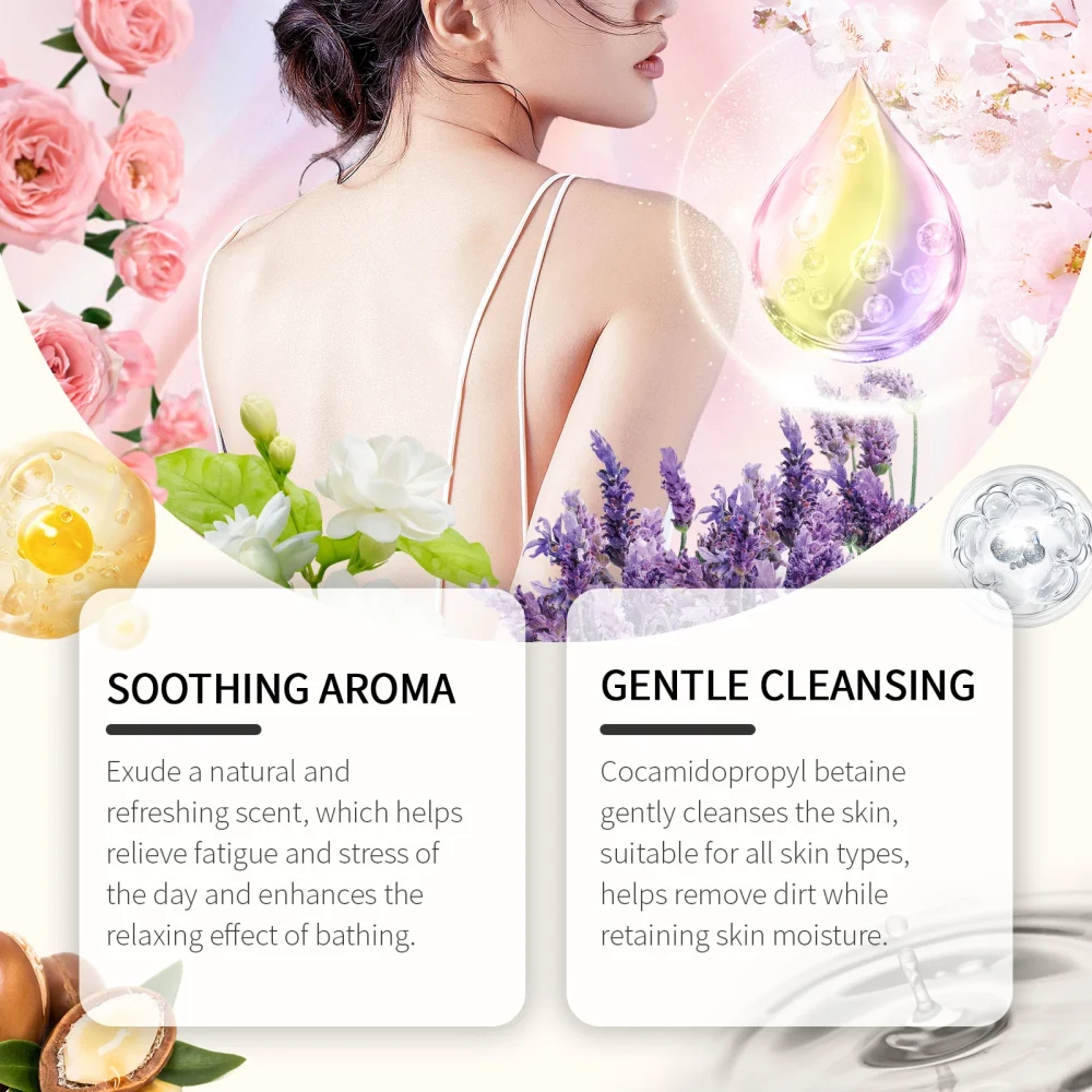 Viareline Fragrance Shower Gel Deep Clean Dirt Moisturizing Nourishing Floral Scent Reduce Dryness Roughness Body Skin Shampoo - Image 2