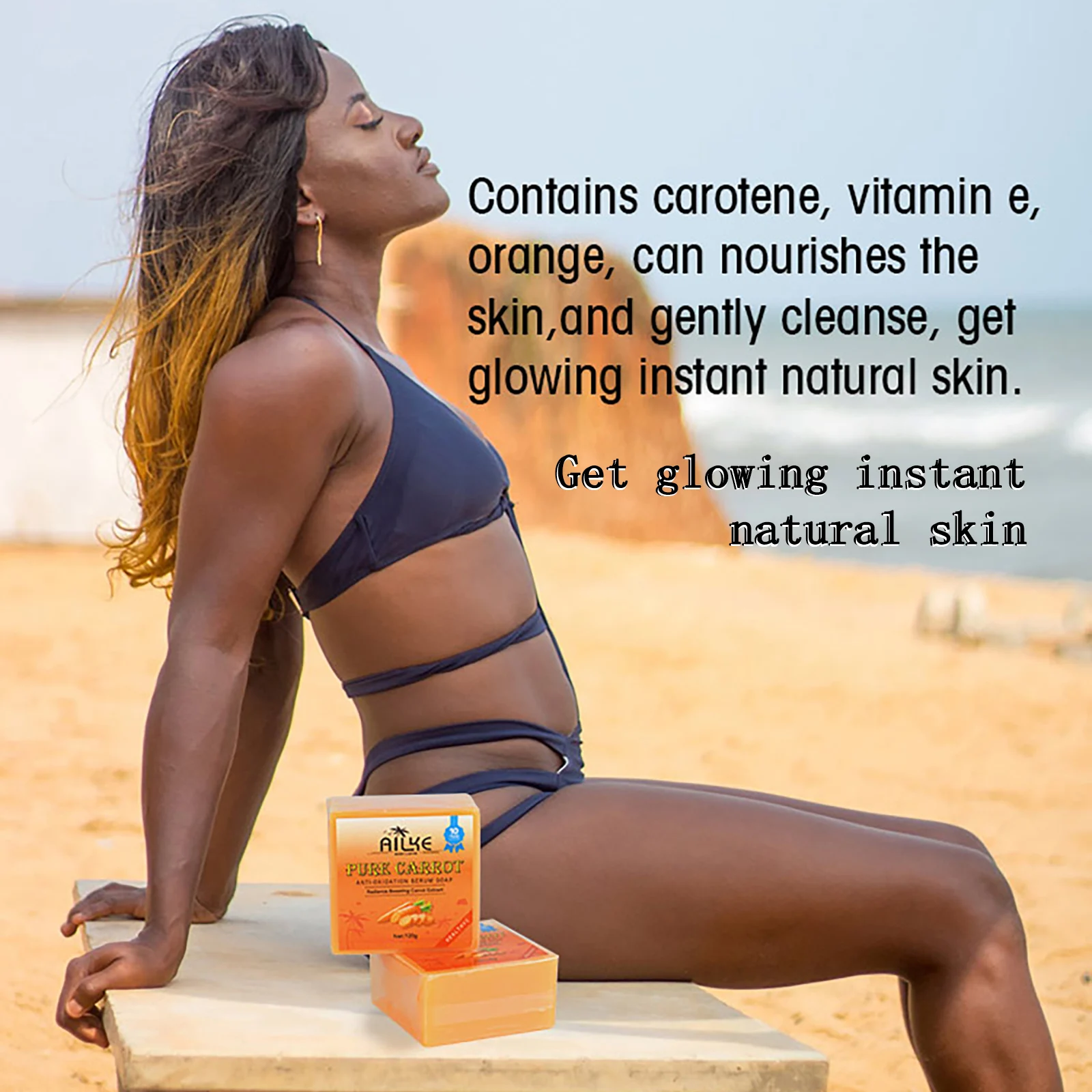 AILKE Pure Carrot Anti-Oxidation Serum Soap, Whitening, Clean Stains, Skin Brightening Soap Bar, With Vitamin C, For Body, Face - Image 3