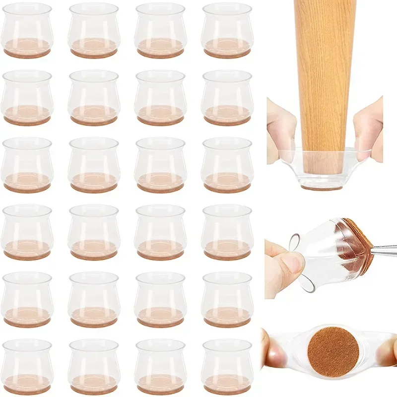 24/4pcs Chair Leg Caps Silicone Feet Protector Pads Furniture Table Covers Socks Plugs Cover Furniture Leveling Feet Home Decor - Image 4