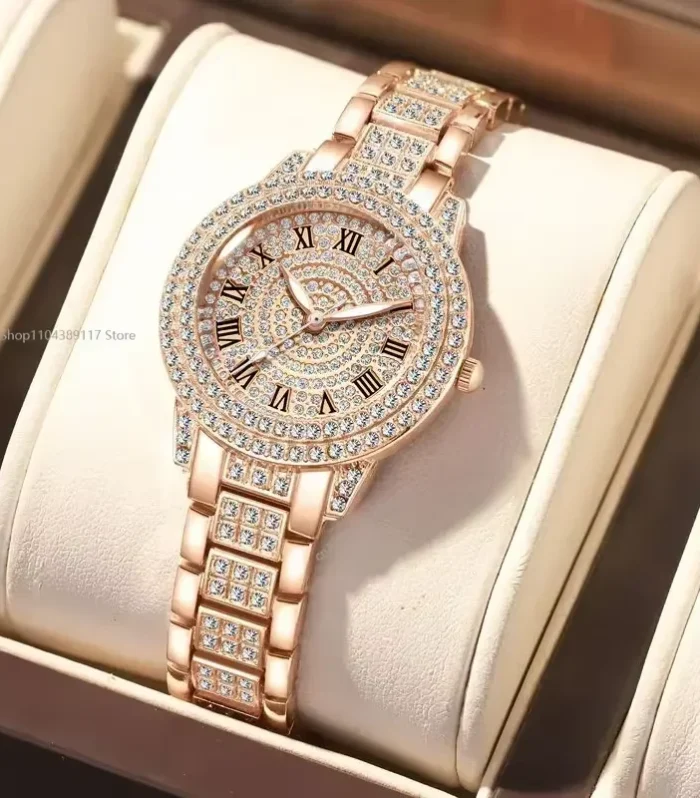 Luxury Women Shiny Bracelet Watches Fine Zircon Mechanical Lady Wristwatches Fashion Folding Watches Buckle Watch Reloj Mujer