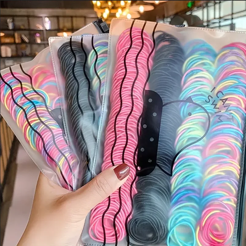 100Pcs/Set Girls Elastic Hair Bands Girls Hair Accessories 2.5cm Colorful Rubber Band Children Ponytail Holder Kids Hair Ties - Image 2
