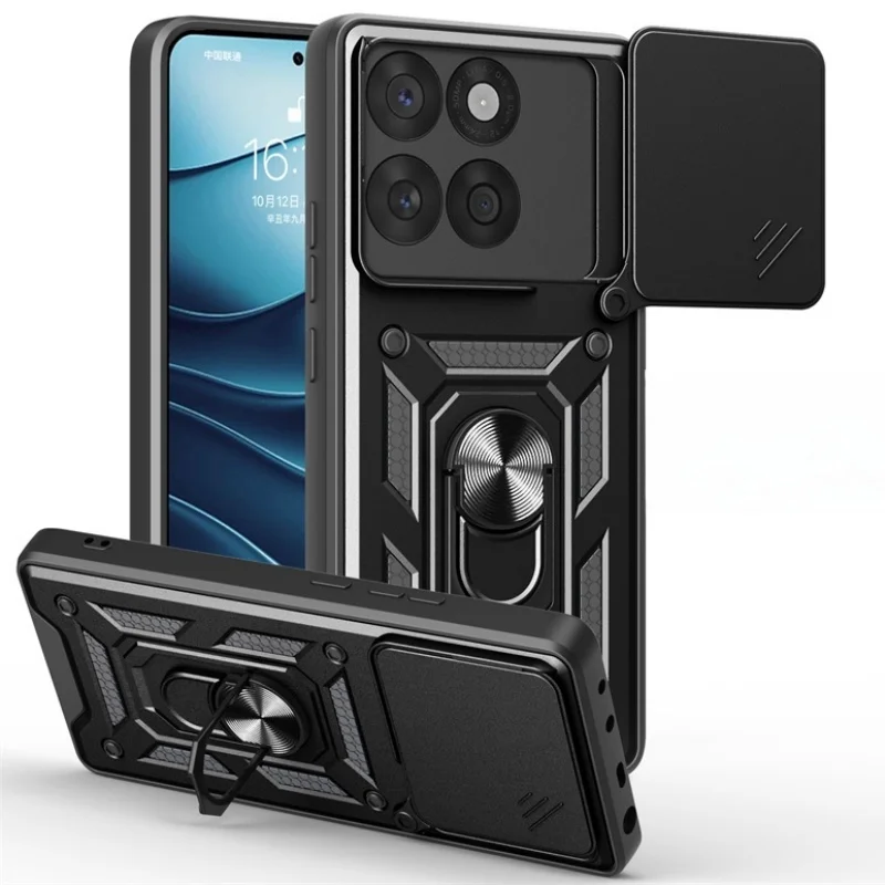 For Motorola Edge 60 Fusion 5G Case Slide Lens Camera Shockproof Armor Phone Case For Moto Edge60 Fusion Ring Holder Back Cover
