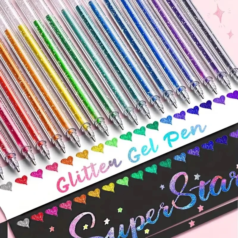 18/12pcs Glitter Gel Pens Set,Quick-Drying Metallic Ink,Fine Point for Drawing, Book Doodling, Art Marking with Storage Case