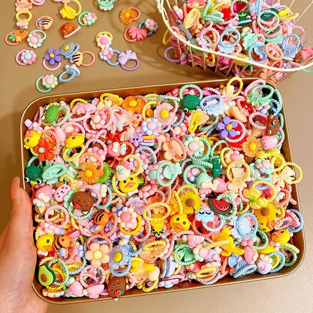 10/20/50pcs Cartoon hair accessory girl head rope hair circle hair accessories super cute Girl Rubber Band Hair bows girl New - Image 4