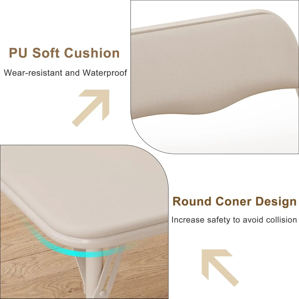 Boys and Girls Folding Table and Chairs Set of 3 Portable Table and Chair with PU Soft Cushion for Eating, Reading and Playing - Image 4