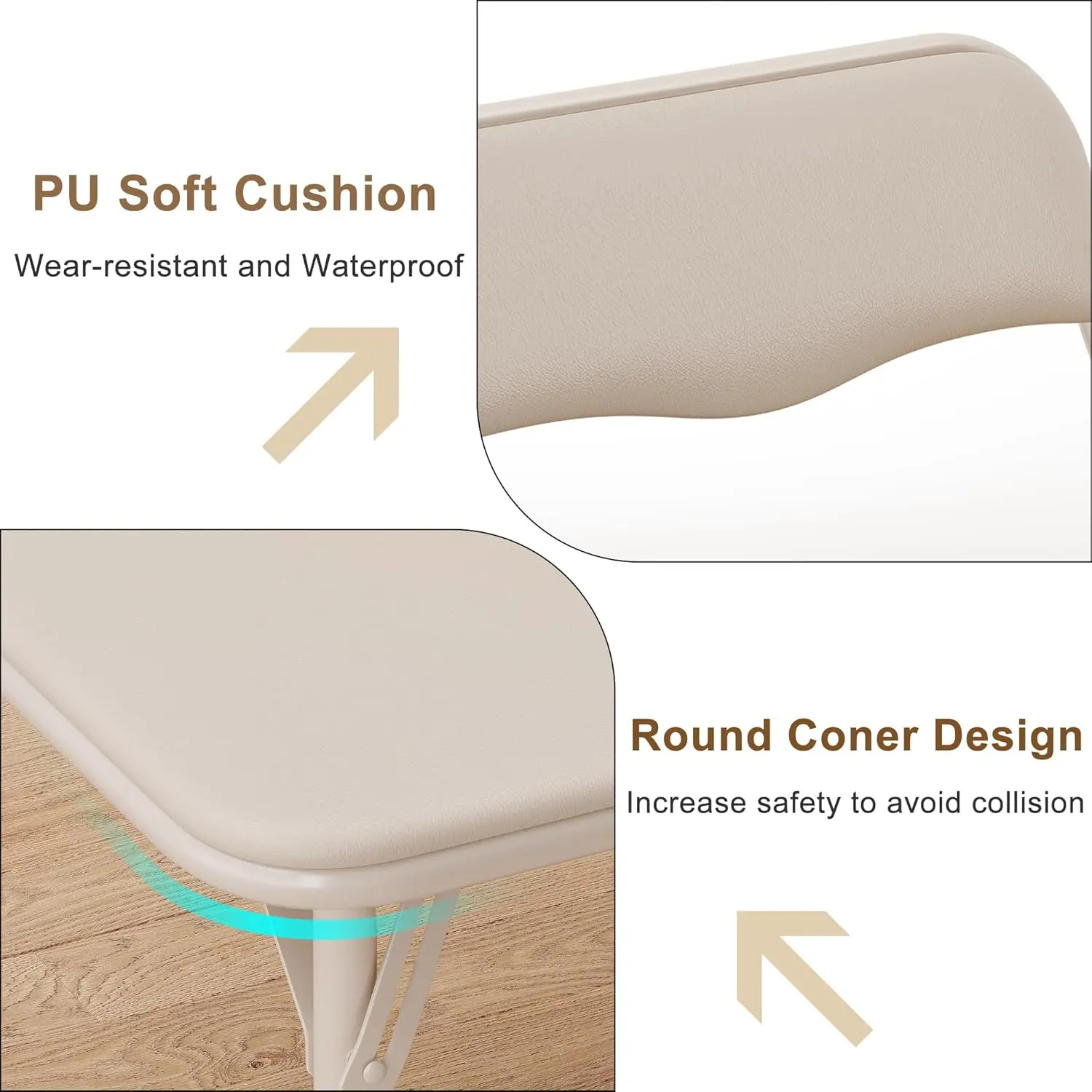 Boys and Girls Folding Table and Chairs Set of 3 Portable Table and Chair with PU Soft Cushion for Eating, Reading and Playing - Image 4