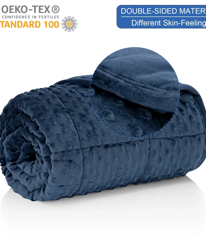 Navy Blue Thick All Season Bed Blankets for Sofa Single Double Couple Soft Minky Weighted Throw Heavy Blanket with Premium Glass