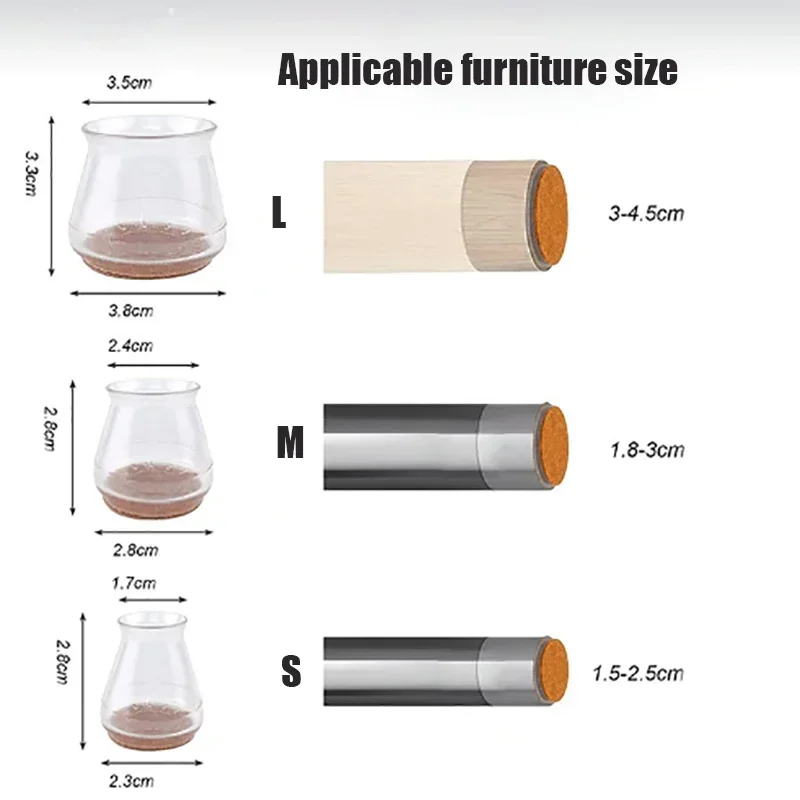 24/4pcs Chair Leg Caps Silicone Feet Protector Pads Furniture Table Covers Socks Plugs Cover Furniture Leveling Feet Home Decor - Image 6