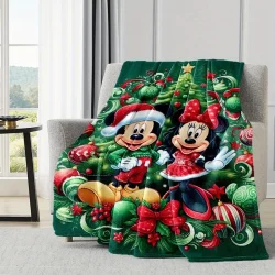 Mickey and Minnie Mouse Christmas Tree Blanket, Designed Holiday Occasions Suitable Sofa Bed Sofas and Travel Christmas Blankets