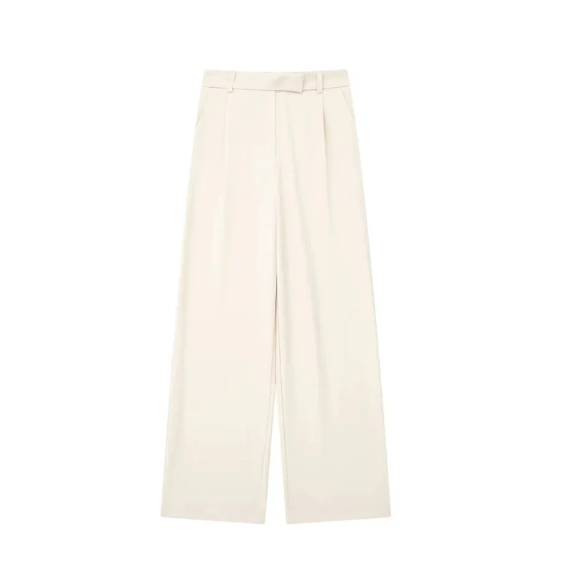 MUJER 2025 Women's Pants Beige Grey Black Wide Leg Pants Women High Waist Baggy Pants Woman Fashion Summer Office Trousers - Image 5