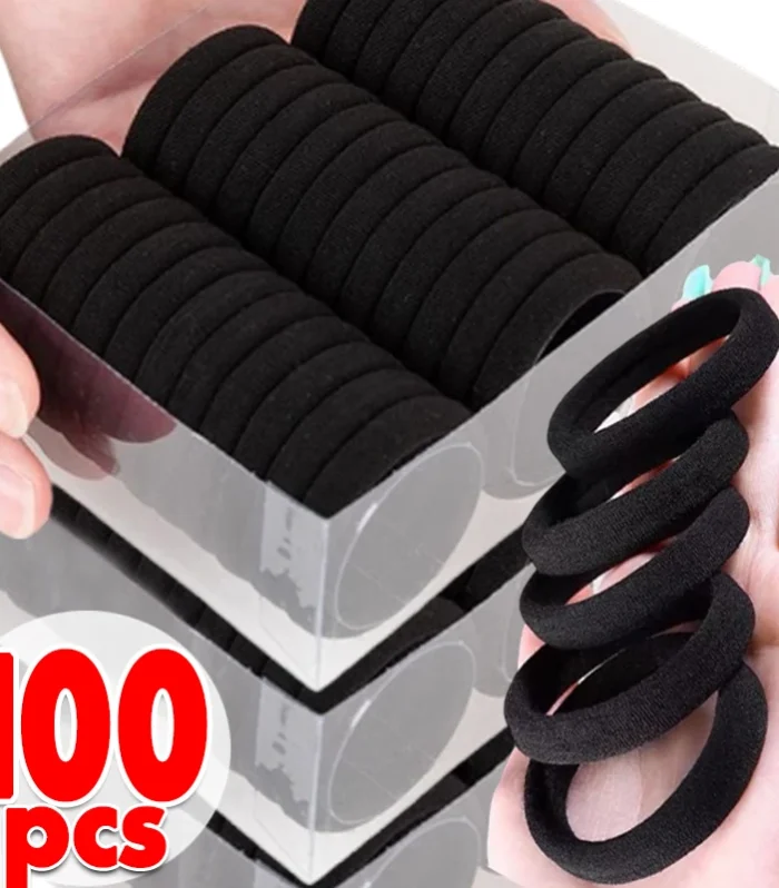 High Elastic Hair Bands for Women Girls Black Basic Hair Tie Headband Simple Ponytail Holder Headwear Hair Accessories