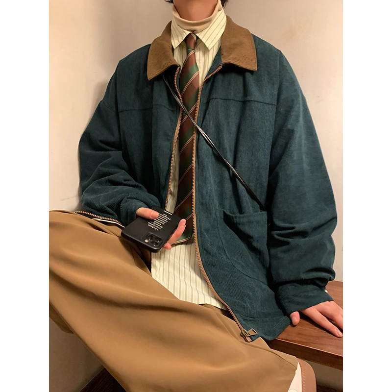American Style Vintage 2025 Men Bomber Jacket Windbreakers Zipper Coats Autumn Loose Cargo Outwear - Image 2