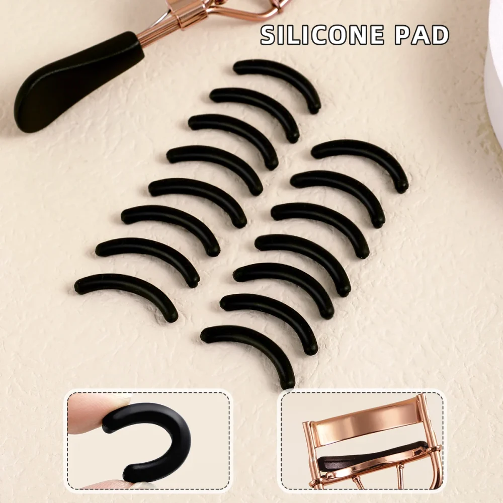 Portable Eyelash Curler with 15 Silicone Pads and Stainless Steel Eyelash Curler, Used for Eyelash Extension and Curling Tools - Image 6