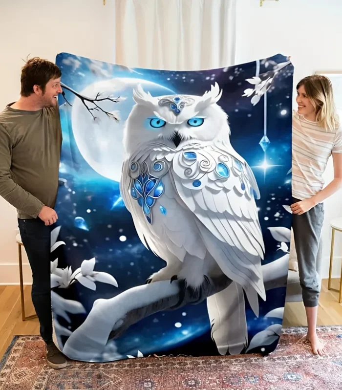 Cozy Owl Print Flannel Throw Blanket - Machine Washable, Soft & Versatile for All Seasons, Perfect for Naps and Sofa Comfort