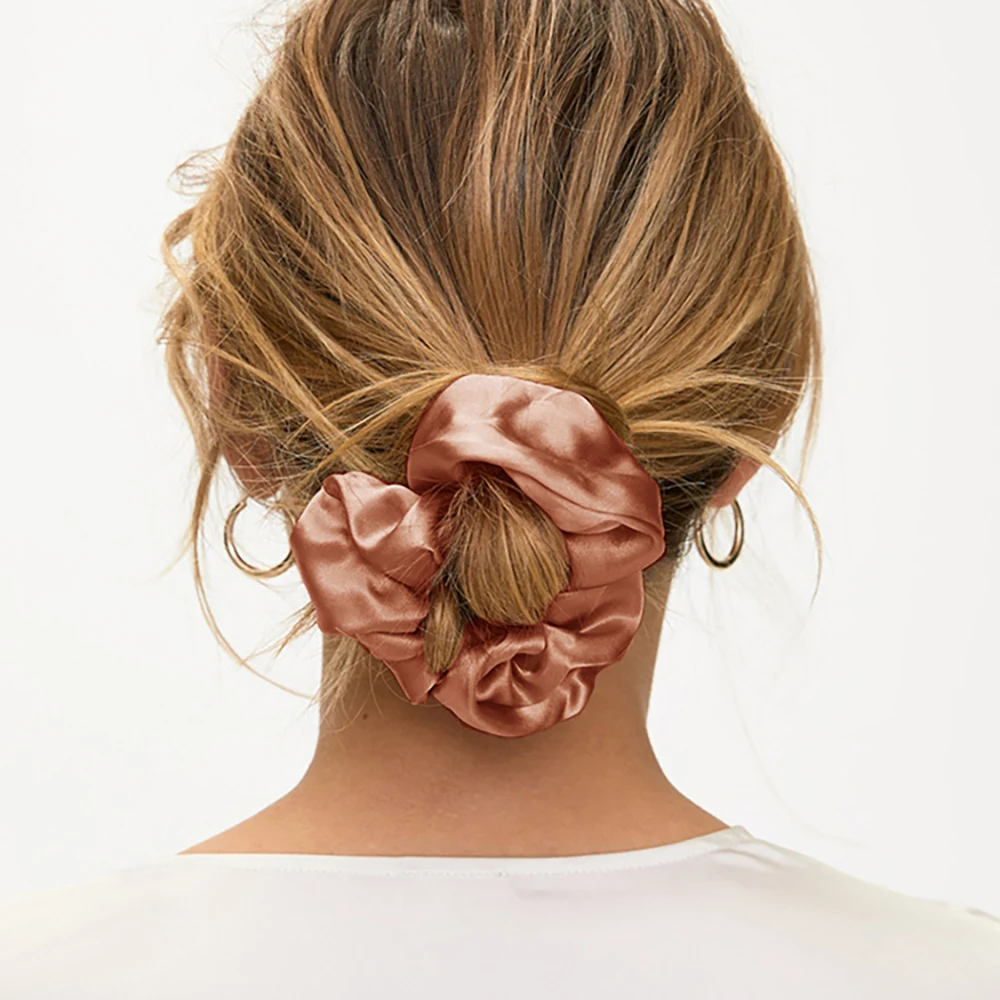 100% Mulberry Silk Hair Scrunchies Elastic Rubber Band Hair Ties Big Large Gum Ropes Ponytail Holders for Women Girls 19 Momme - Image 6