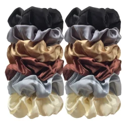 12/8pcs Premium Satin Large Intestine Hair Bands for Women Hundreds of Fabric Rubber Bands Hair Accessories