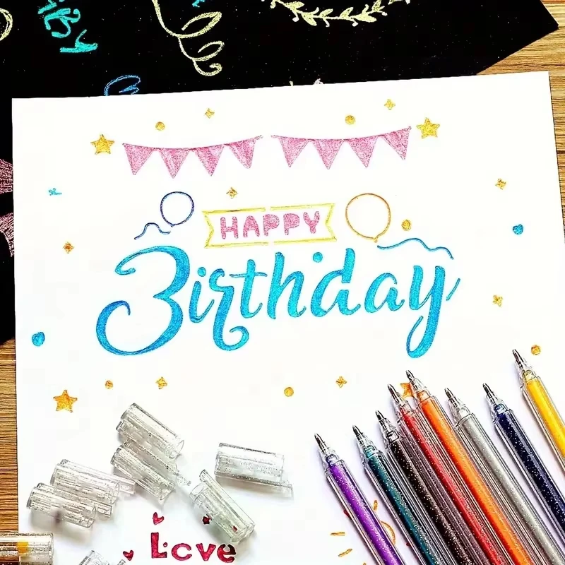 18/12pcs Glitter Gel Pens Set,Quick-Drying Metallic Ink,Fine Point for Drawing, Book Doodling, Art Marking with Storage Case - Image 5