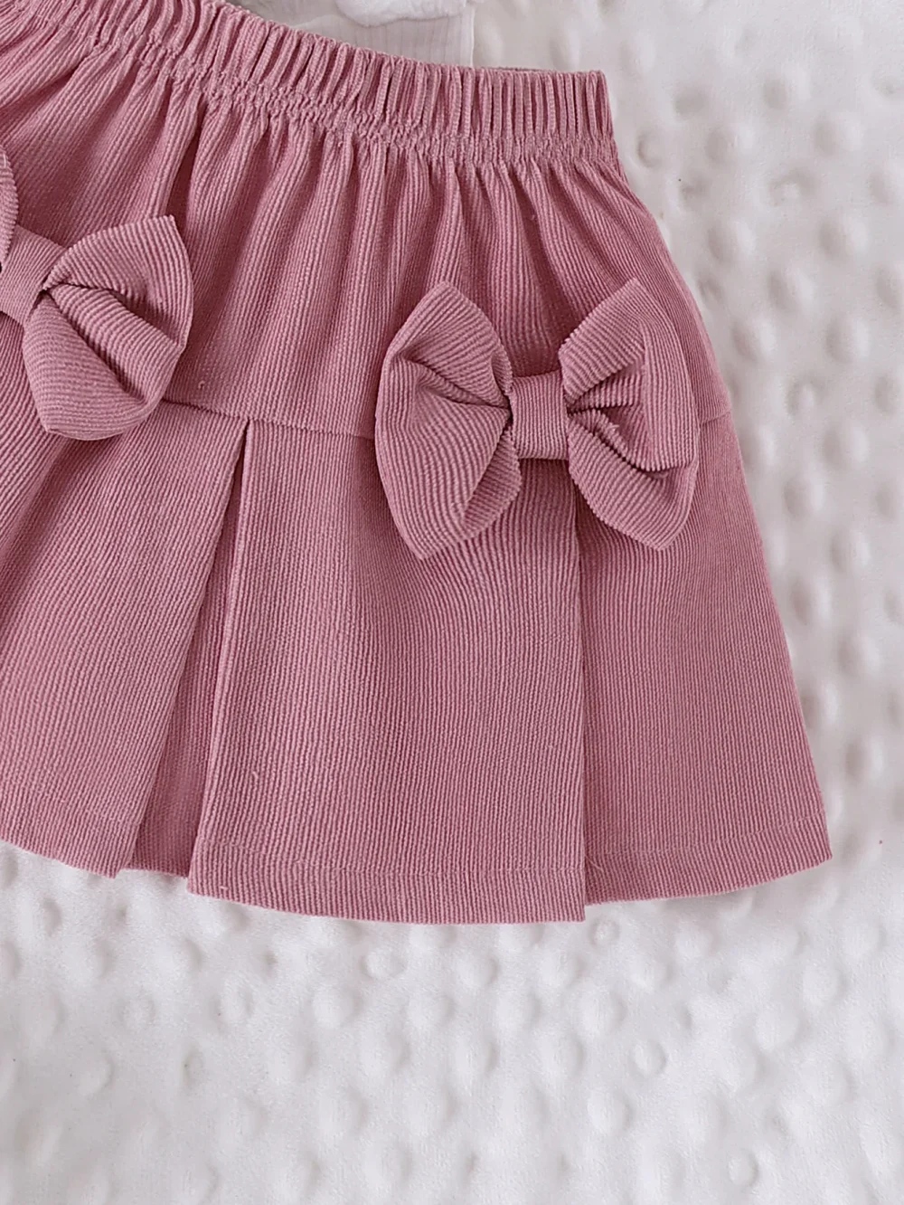 2PCS Winter New Style For 0-3 Year Old Girls, Comfortable Sweet And Cute Bubble Sleeves, Love Chapter Top + Pink Short Skirt Set - Image 5