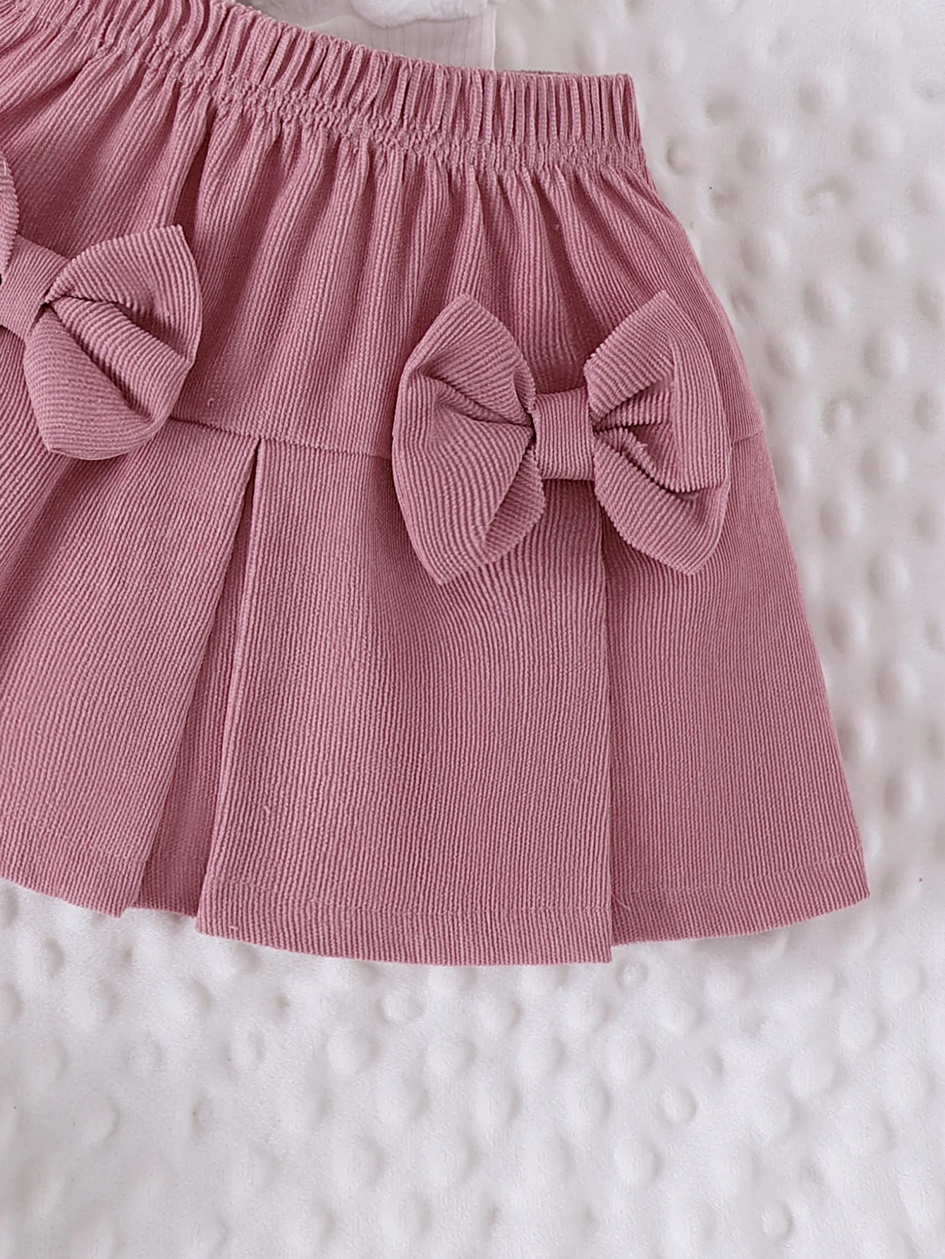 2PCS Winter New Style For 0-3 Year Old Girls, Comfortable Sweet And Cute Bubble Sleeves, Love Chapter Top + Pink Short Skirt Set - Image 5