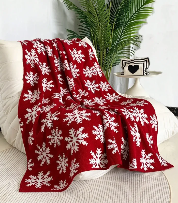 Christmas reindeer pattern knitted blanket Nordic rectangular jacquard blanket holiday decoration blanket bedroom living room