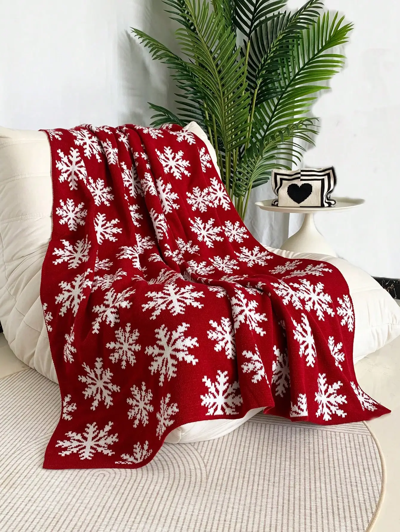 Christmas reindeer pattern knitted blanket Nordic rectangular jacquard blanket holiday decoration blanket bedroom living room