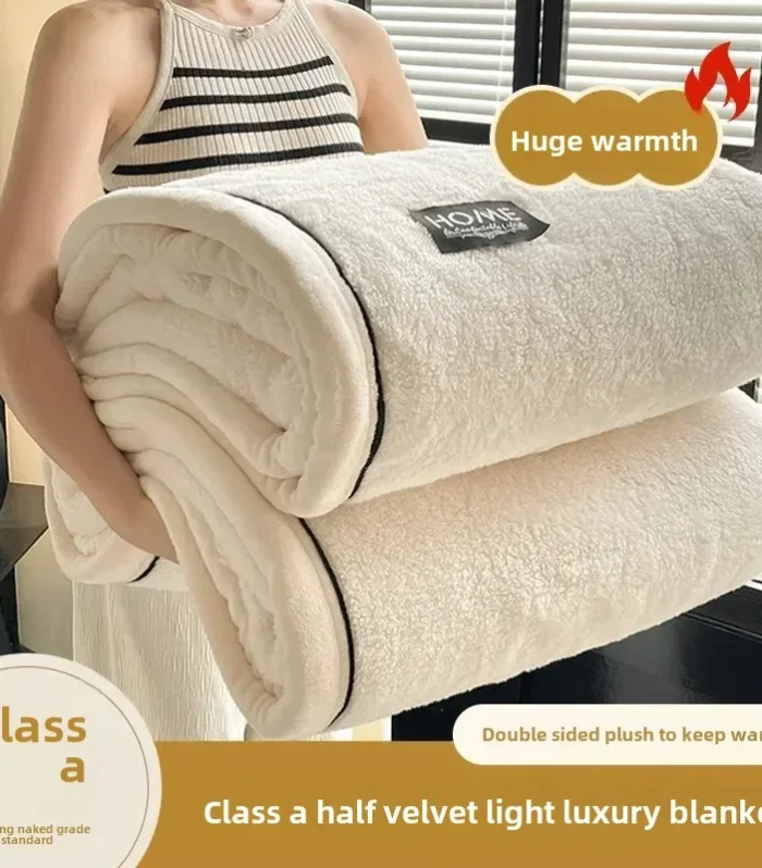 2024 new class A comfortable cotton velvet plush light luxury blanket warm soft and comfortable milk velvet