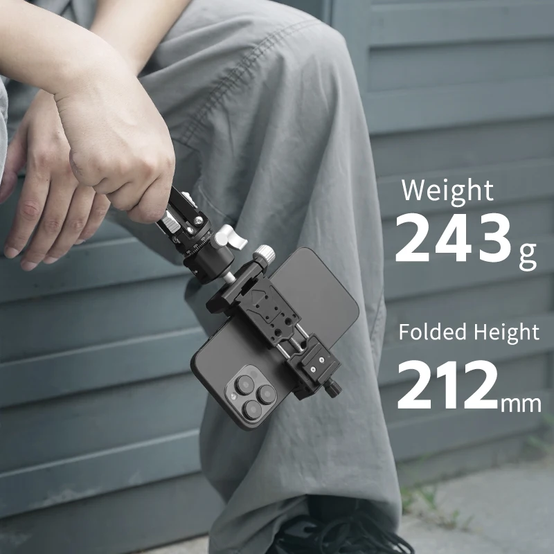XILETU Mini Tripod with Arca Swiss Ball Head & Cold Shoe, Metal Handheld Selfie Stick for Phone Camera, 3KG Load for Live Vlog - Image 5