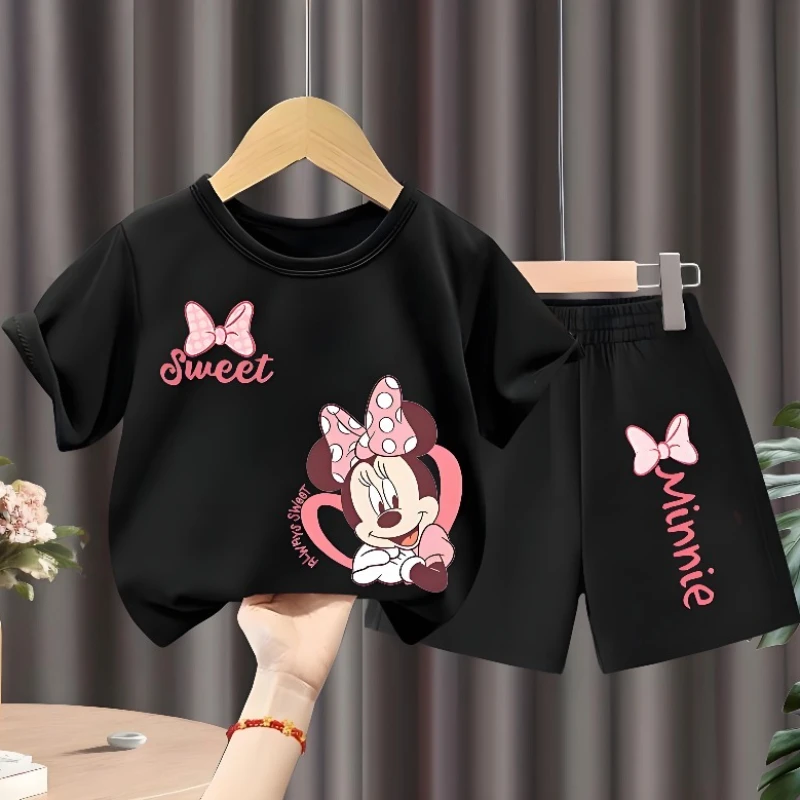 Children's T Shirt and Shorts Two Piece Set Girls O Neck Short Sleeve Top Suit Kids Casual Outfits Summer Breathable Shorts Sets - Image 3
