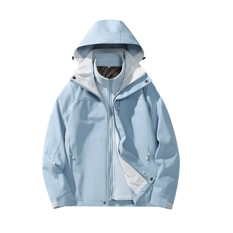 Women Fashion 3 In 1 Fleece Jacket Autumn Winter Warm Inner Lining Outerwear Outdoor Hiking Camping Sports Detachable Hat Coat - Image 6