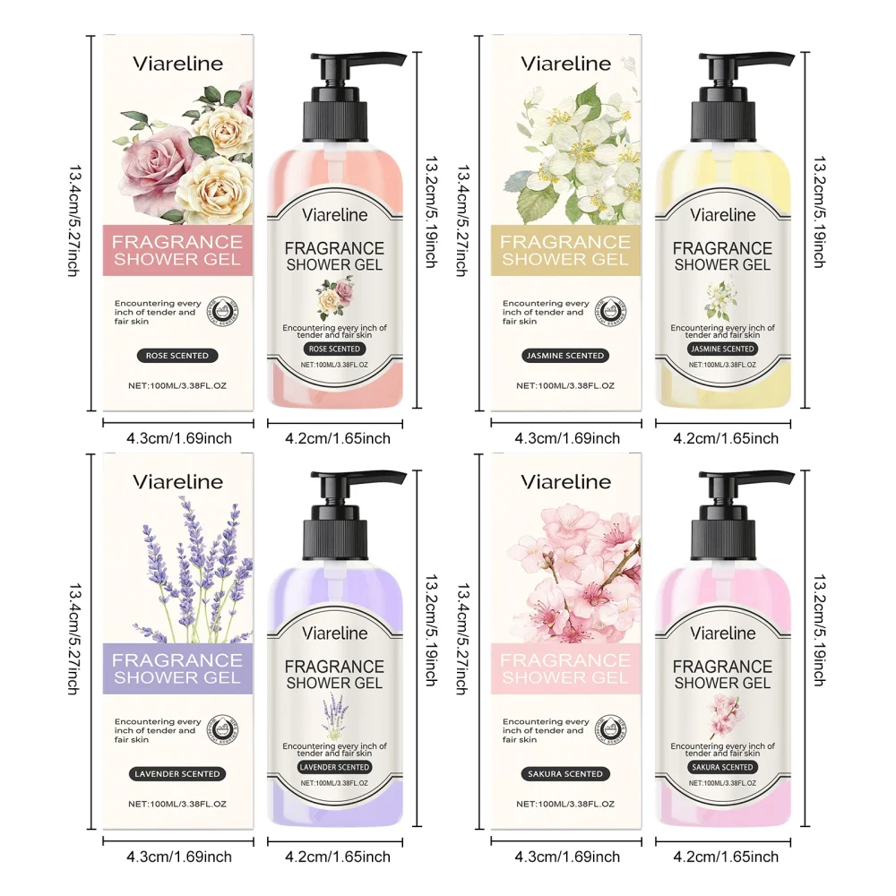 Viareline Fragrance Shower Gel Deep Clean Dirt Moisturizing Nourishing Floral Scent Reduce Dryness Roughness Body Skin Shampoo - Image 6