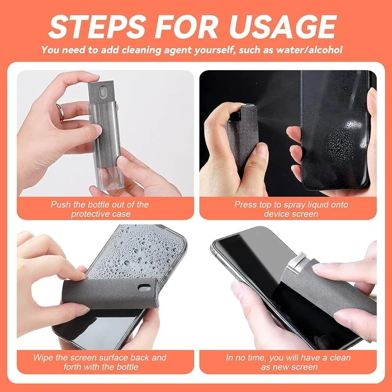 2 in 1 Microfiber Screen Cleaner Spray Bottle Mobile Phone Tablet Computer Microfiber Cloth Cleaning Wipes For iPhone Samsung Mi - Image 6