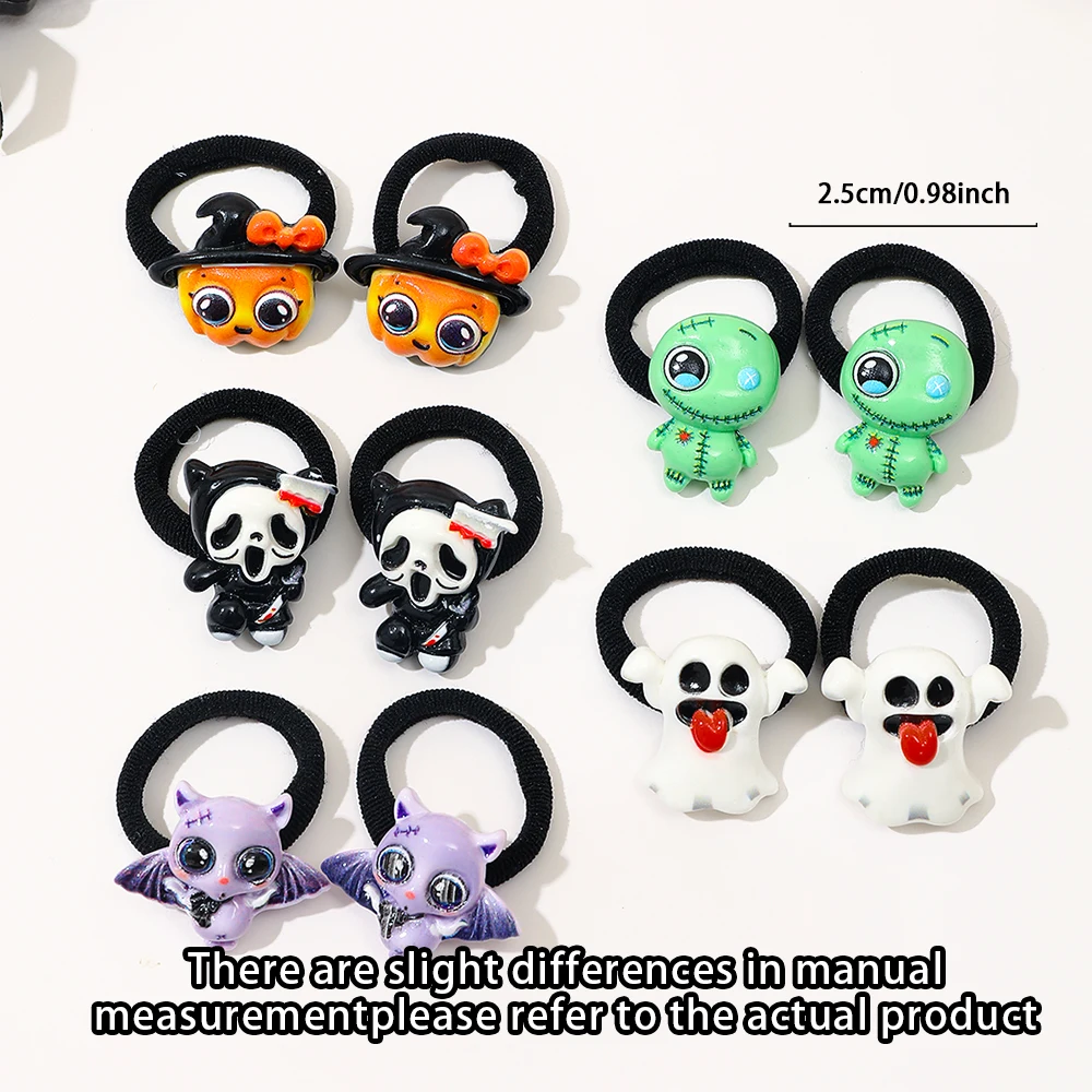 10-Pack Halloween Themed Hair Ties Multi-Color Fashion Ghost Bat Pumpkin Design Cute Girls Gift Set - Image 5