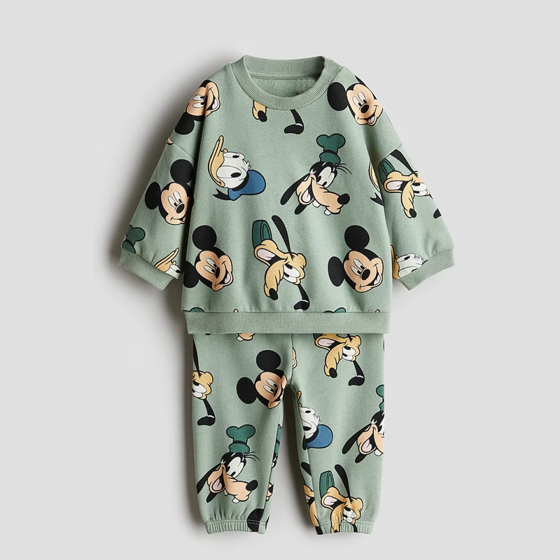 Mickey Mouse Sweatshirt+Pants Two Piece Set Spring Autumn Wear New Long Sleeve Outfits Outer Wear Cute Hoodies Trousers Suits - Image 2