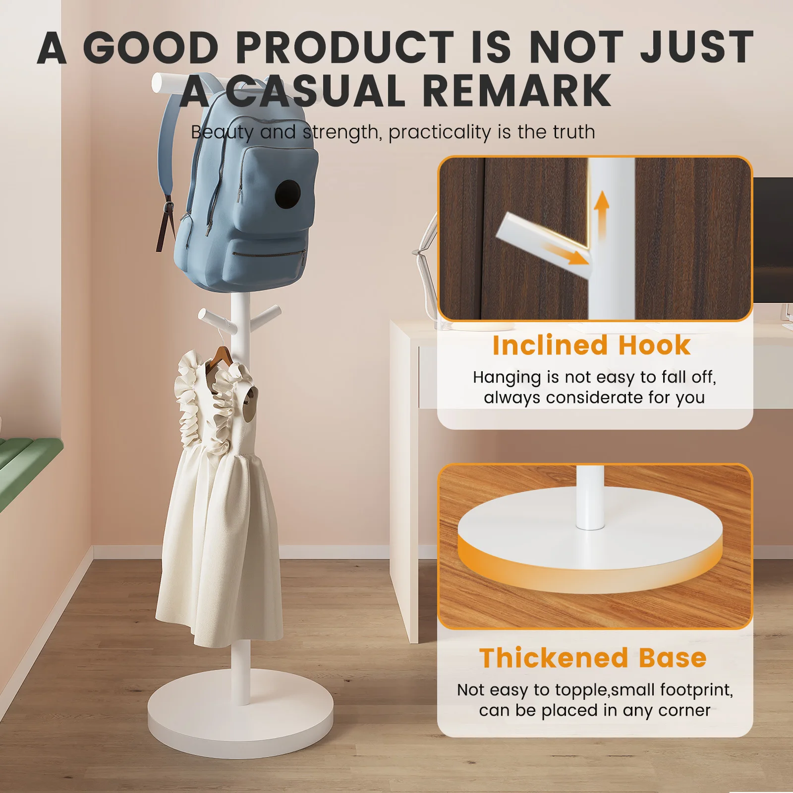 Floor-Standing Schoolbag Hanger, Bedroom Coat and Hat Rack, Kidsren's Backpack Rack, Desk Hook, Tableside Bedside Bag Placement Artifact - Image 2