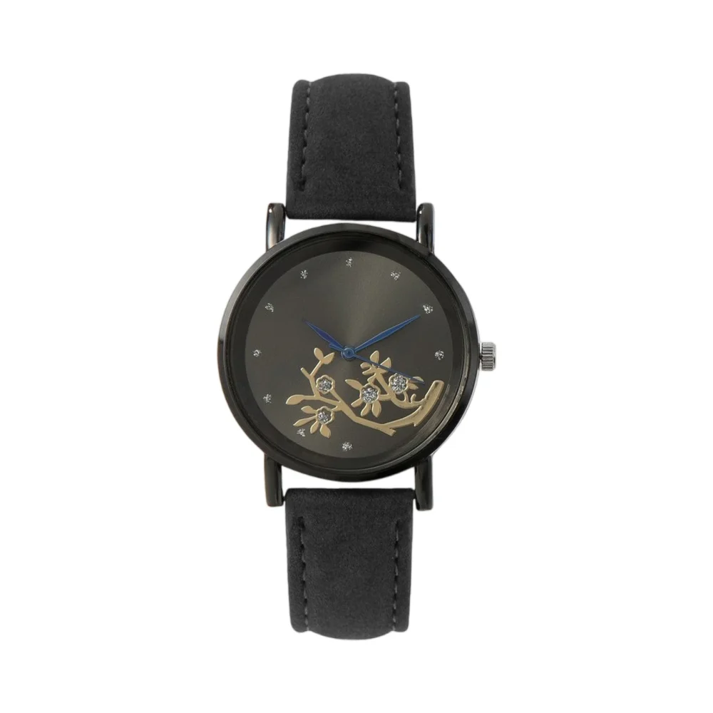 Women New Popular Flower Branch Pattern Watch Classic Leather Strap Mechanical Quartz Wristwatch Lady Fashion Elegant Hand Wear - Image 4
