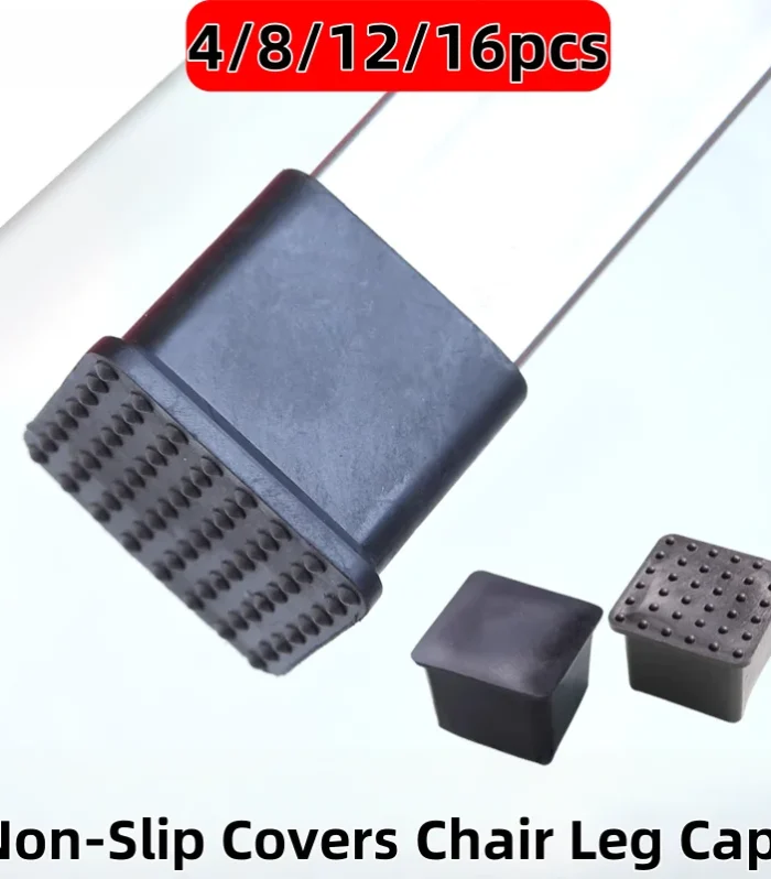 4-16Pcs Non-Slip Chair Leg Caps Rubber Square Floor Table Foot Cover Socks Pipe Plugs Furniture Leveling Feet Floor Protectors