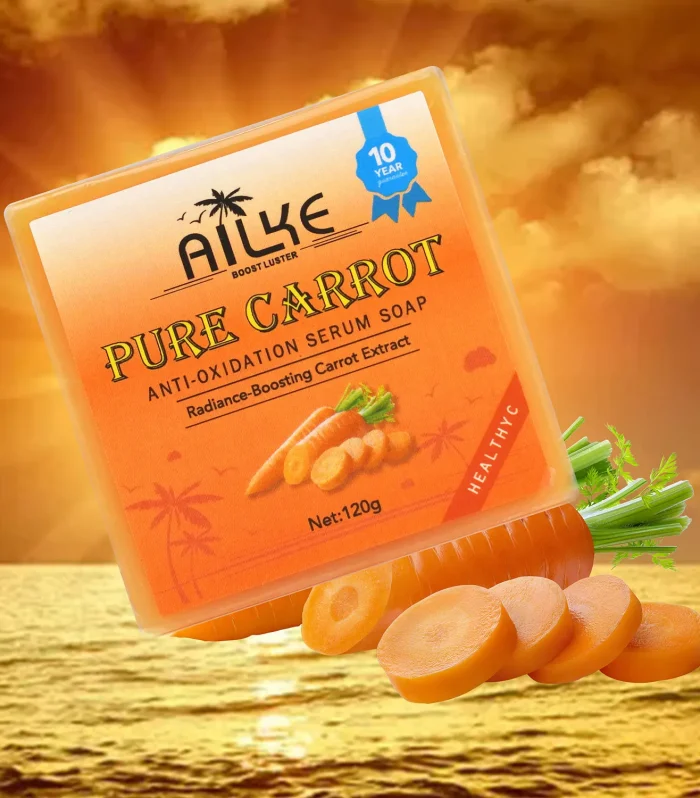 AILKE Pure Carrot Anti-Oxidation Serum Soap, Whitening, Clean Stains, Skin Brightening Soap Bar, With Vitamin C, For Body, Face