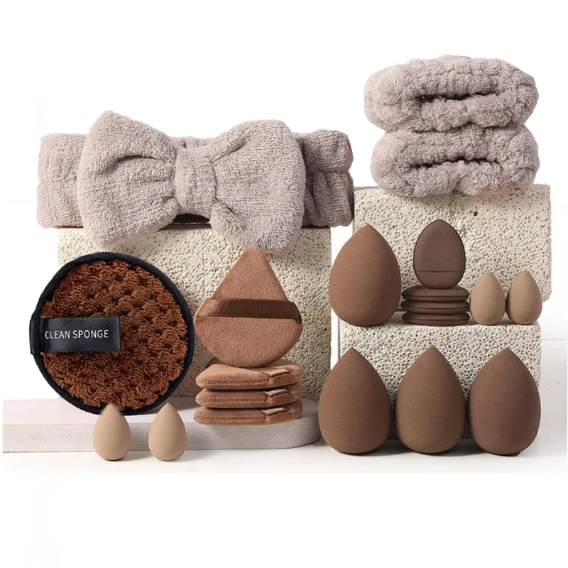 20/40pcs Makeup Brush And Sponge Set Professional Makeup Brush Set Triangle Powder Puff Clean Powder Puff Makeup Tool Set - Image 2