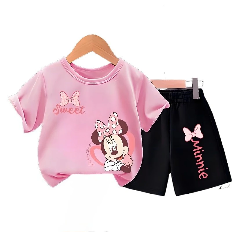 Children's T Shirt and Shorts Two Piece Set Girls O Neck Short Sleeve Top Suit Kids Casual Outfits Summer Breathable Shorts Sets - Image 6