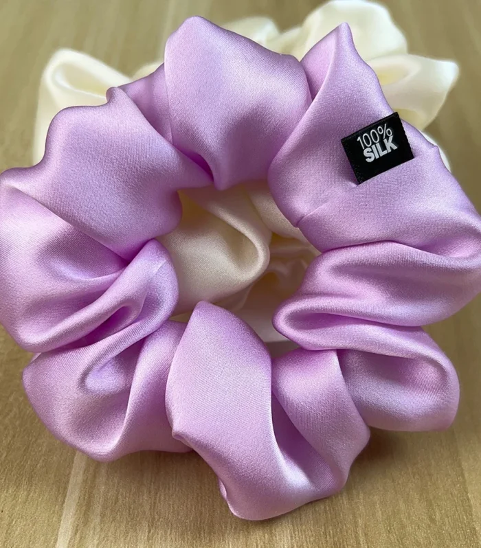 100% Mulberry Silk Hair Scrunchies Elastic Rubber Band Hair Ties Big Large Gum Ropes Ponytail Holders for Women Girls 19 Momme