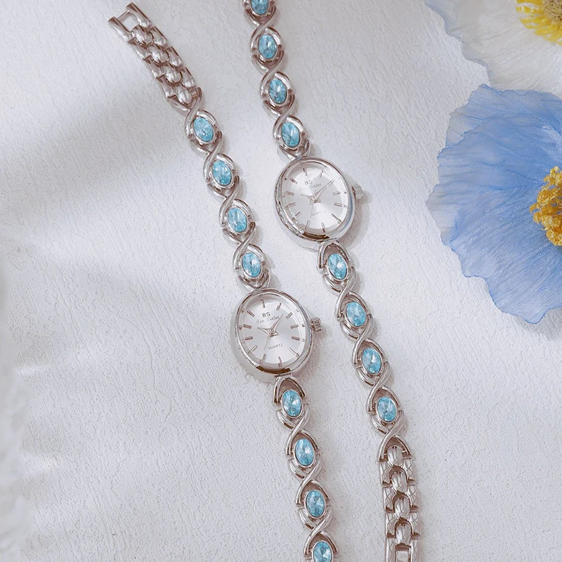 New In Women's Watches Gold Silver Bracelet Wristwatch Oval Glacier Sapphire Luxury Watch For Women Waterproof - Image 6
