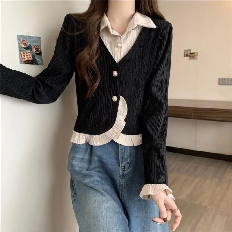Corduroy Woman Top Tall Full Long Sleeve Aesthetic Elegant Chic Streetwear Clothing Sales Shirts & Blouses for Women Button Up - Image 6