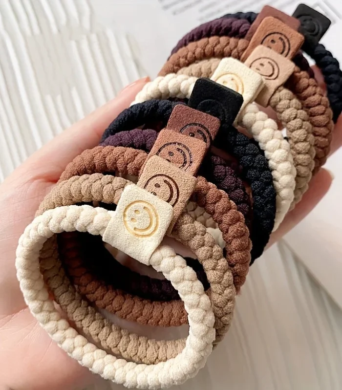 5 PCs Minimalist Twist Hair Ropes Set Soft High Elastic Hair Rings Casual Versatile Ponytail Hair Scrunchies