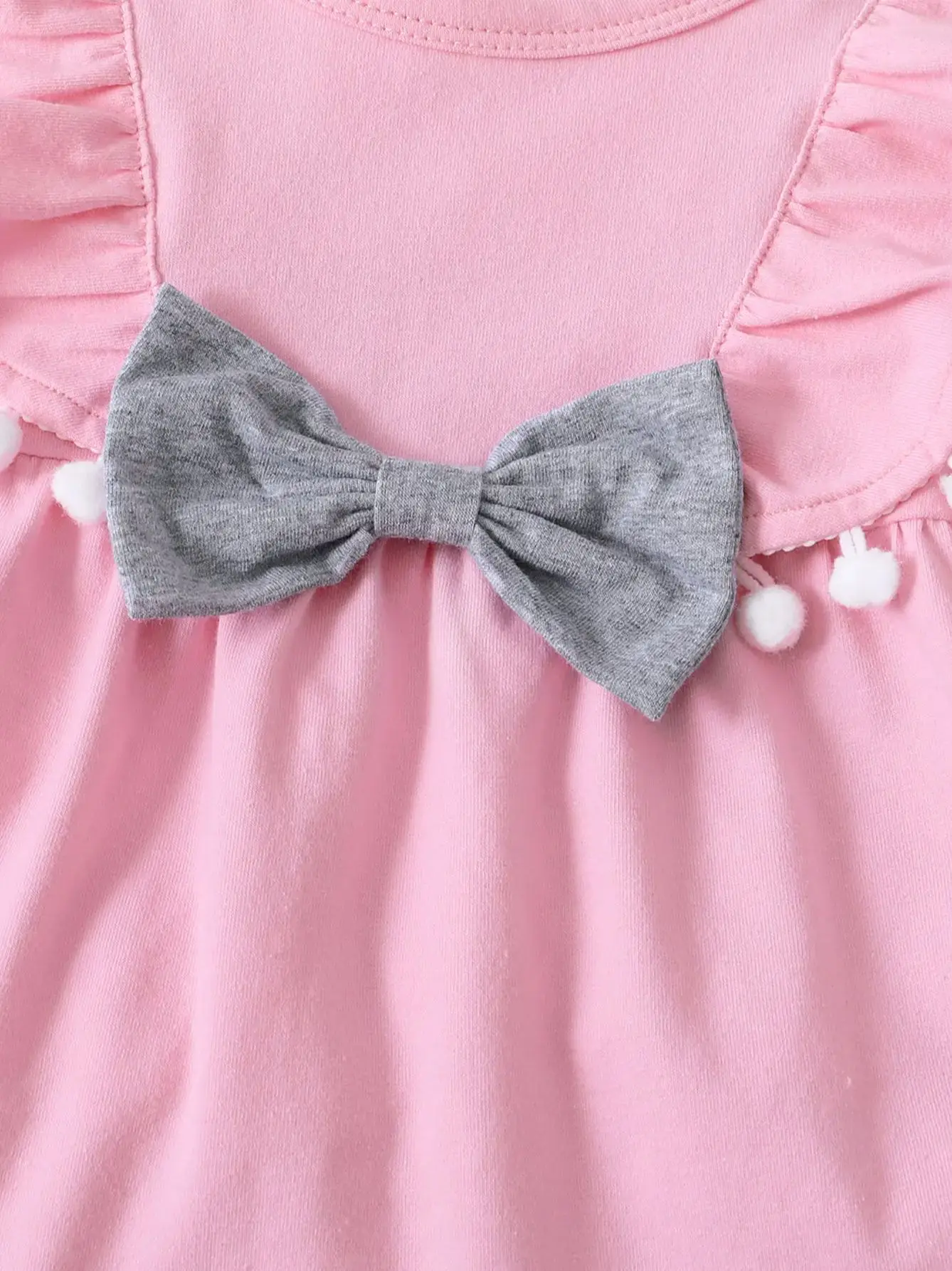 0-2 Year Old Newborn Baby Girl Spring and Autumn Round Neck Long sleeved Dress with Solid Color Pants Fashion Set - Image 5