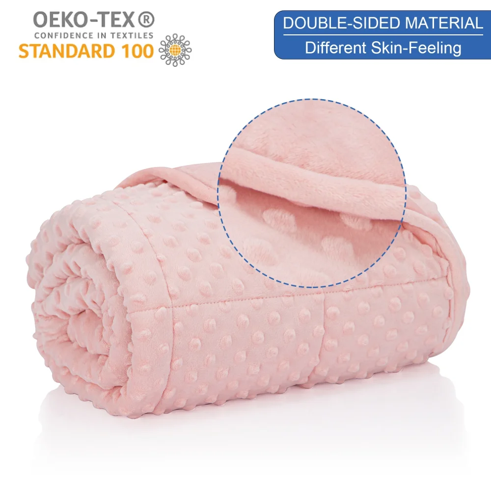 Pink Breathable Soft Minky Weighted Throw Blanket for All Season Single Double Couple Weighted Haveay Blanket with Glass Beads - Image 4