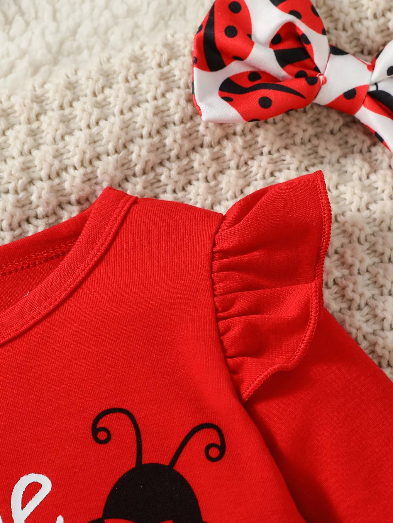 3-28M Baby Girl Fashion Clothes Infant Long Sleeve Cartoon Ladybird Bodysuit +Pant Set+Headband 3PCS - Image 4