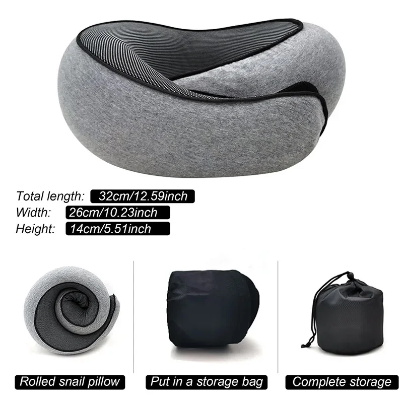Portable Adjustable Travel Neck Pillow Memory Foam U-shaped Pillow Snail Style Travel Neck Support Soft Noon Break Sleep Pillow - Image 2