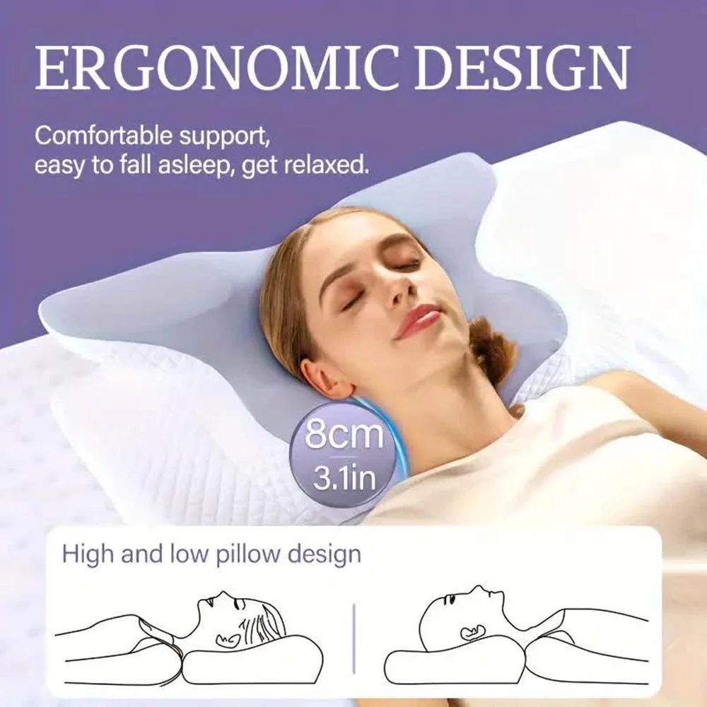 Memory Foam Pillows Butterfly Shaped Relaxing Cervical Slow Rebound Neck Pillow Pain Relief Sleeping Orthopedic Pillow Beding - Image 2