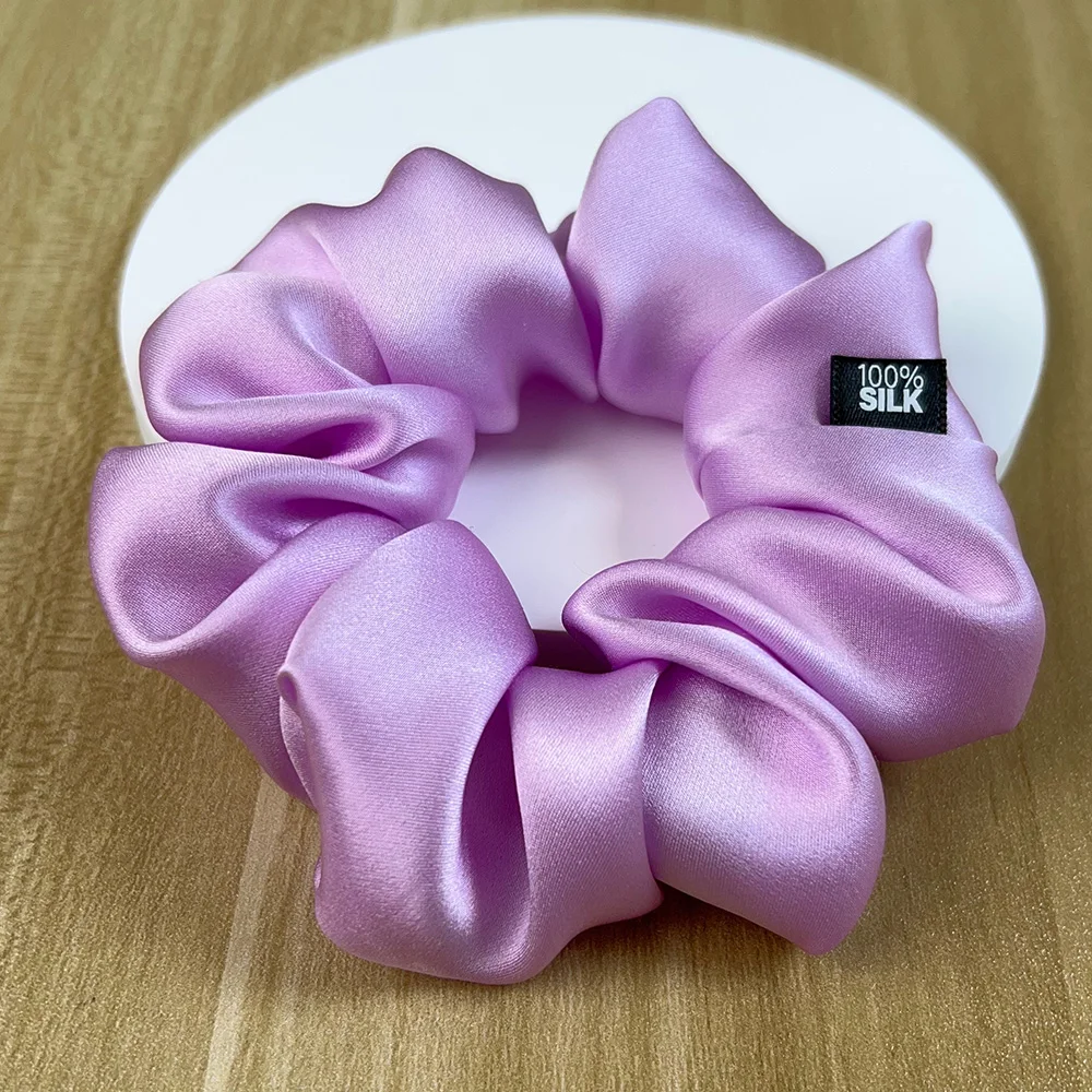 100% Mulberry Silk Hair Scrunchies Elastic Rubber Band Hair Ties Big Large Gum Ropes Ponytail Holders for Women Girls 19 Momme - Image 4