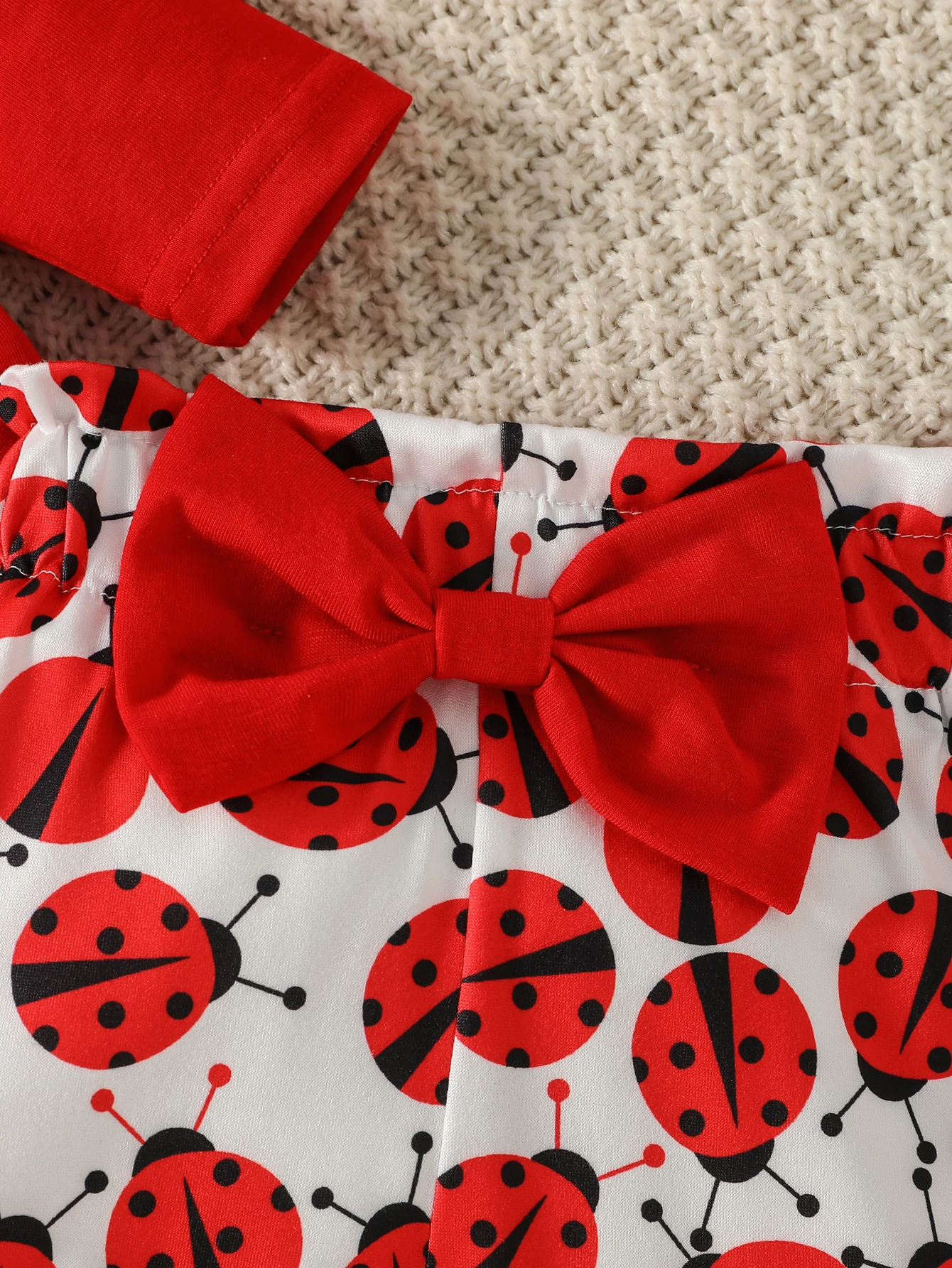 3-28M Baby Girl Fashion Clothes Infant Long Sleeve Cartoon Ladybird Bodysuit +Pant Set+Headband 3PCS - Image 5